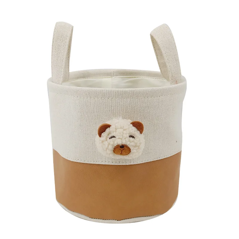 Custom Name Cute Cartoon Diaper Caddy Foldable Fabric Storage Basket with Handles Nursery Toy Organizer for Baby Essentials