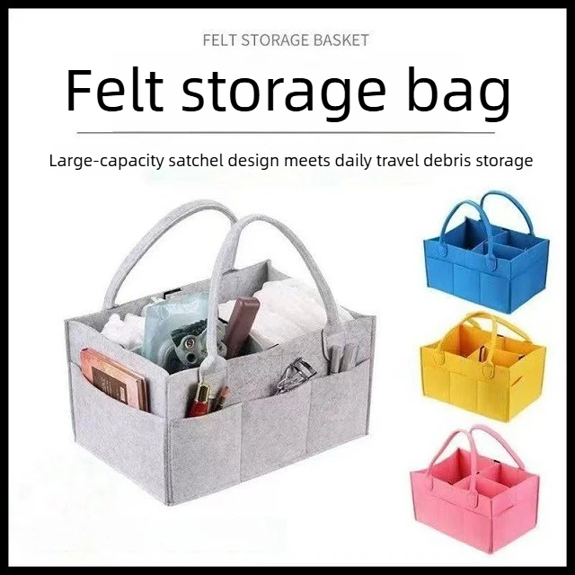 New Large Baby Diaper Caddy Organizer for Changing Table, Nursery Storage Bin Basket with Handle, Felt Diaper Organizer for Home