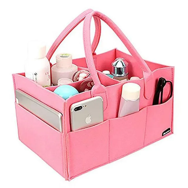 New Large Baby Diaper Caddy Organizer for Changing Table, Nursery Storage Bin Basket with Handle, Felt Diaper Organizer for Home