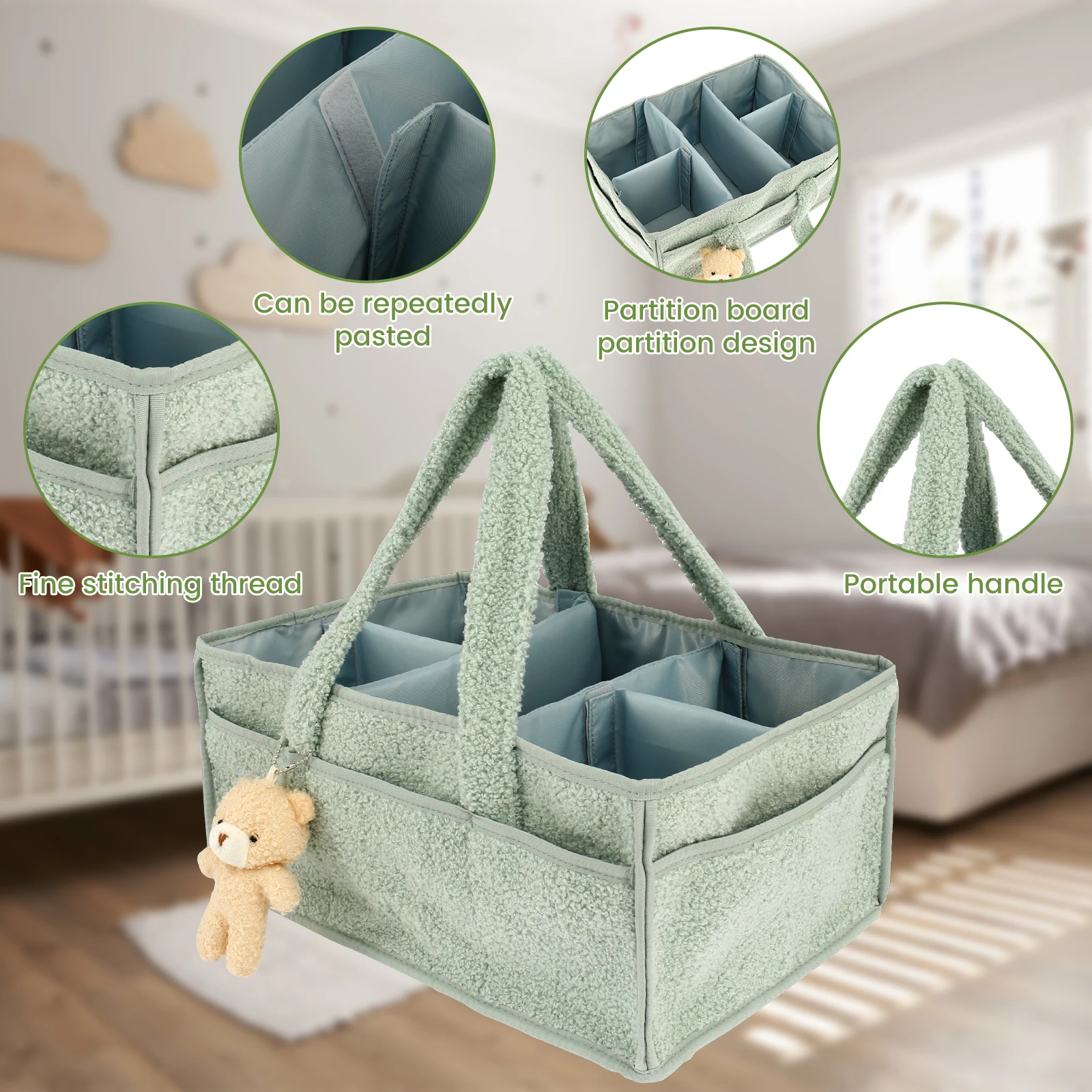 Plush Diaper Stackers and Caddies Diaper Bag with Teddy Bear Caddy Organizer Practical Multifunctional Diaper Pouch
