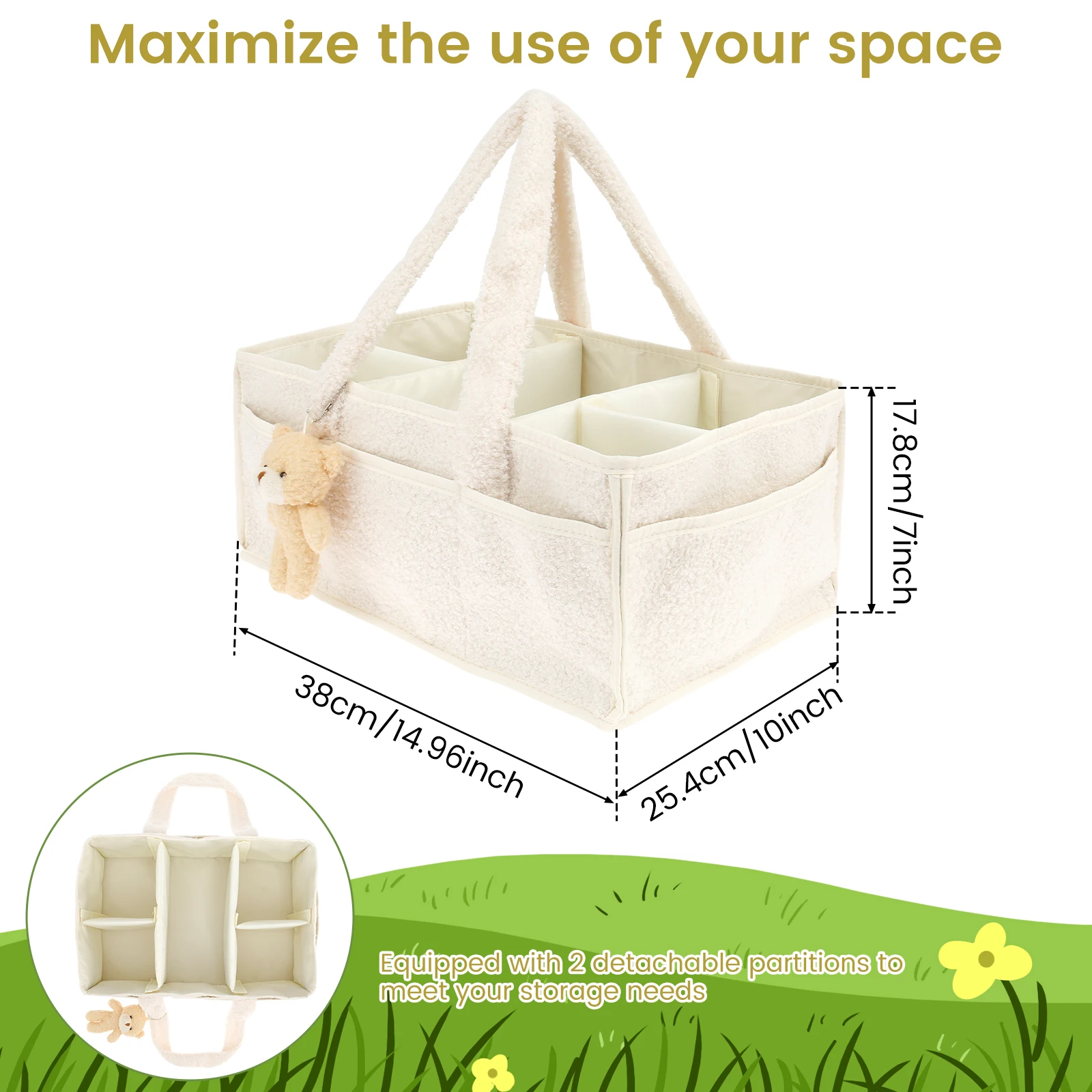 Plush Diaper Stackers and Caddies Diaper Bag with Teddy Bear Caddy Organizer Practical Multifunctional Diaper Pouch