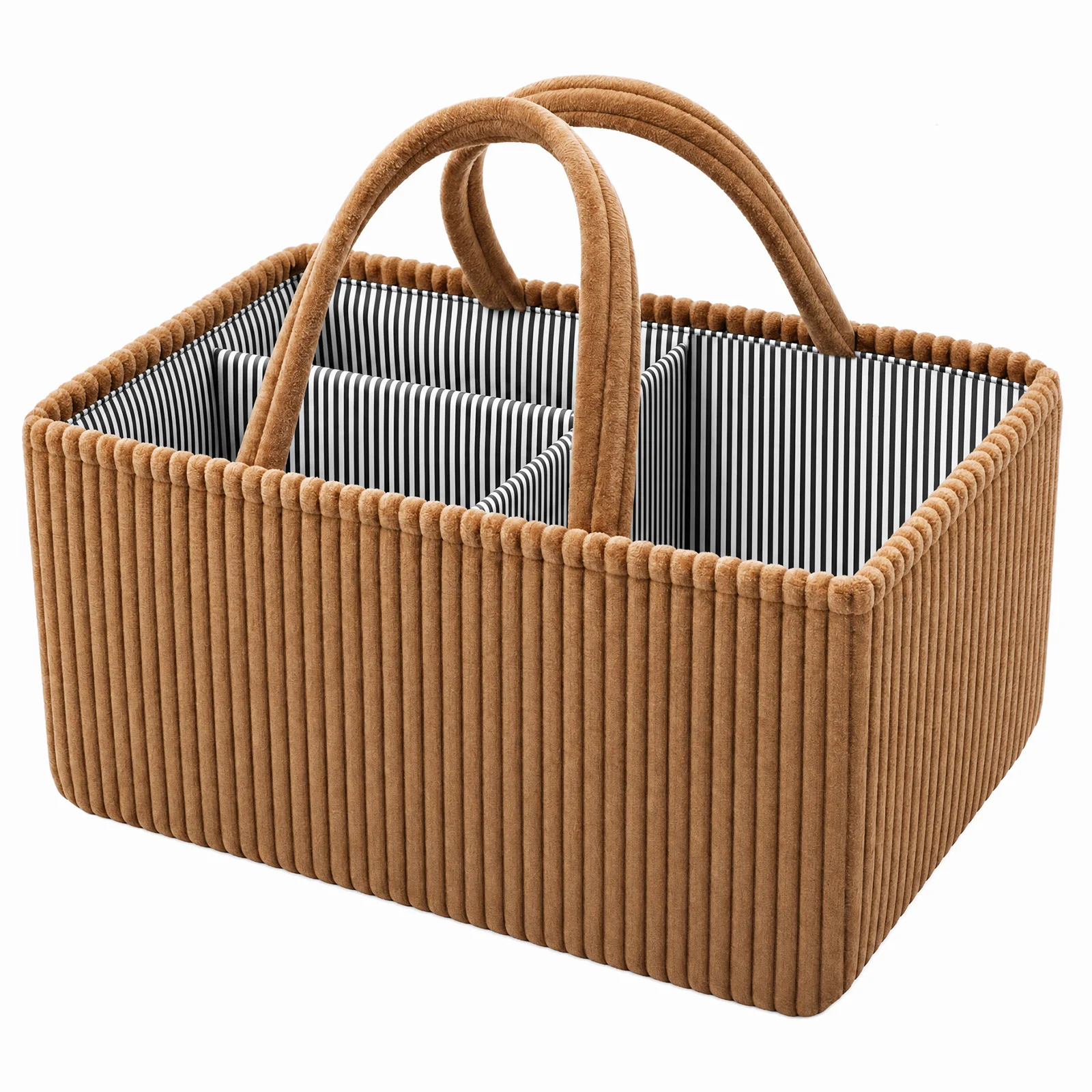 Baby Diaper Caddy Organizer Corduroy Travel Portable Mommy Bag Large Capacity Nursery Storage Bin Feeding Bottle Storage Handbag