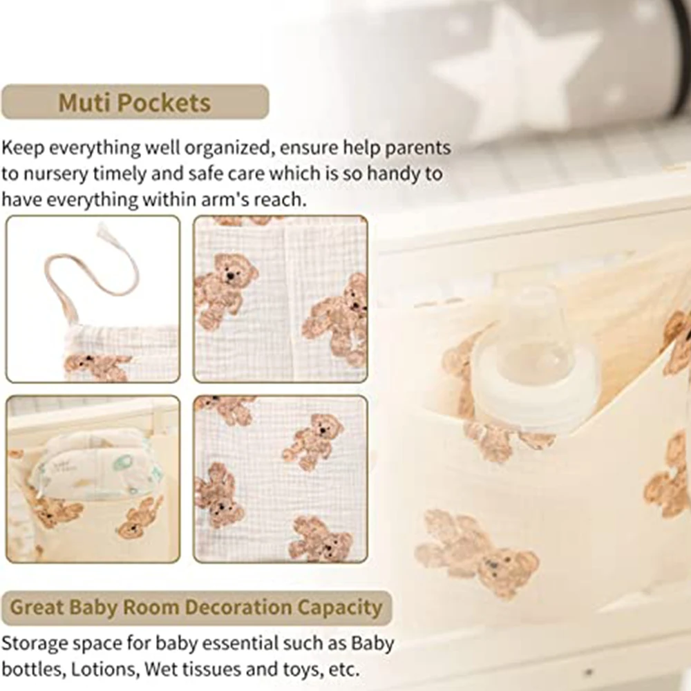 Baby Nursery Crib Organizer, Diaper Caddy Stacker, Portable Hanging Storage for Diapers Wipes Baby Essentials , Changing Table